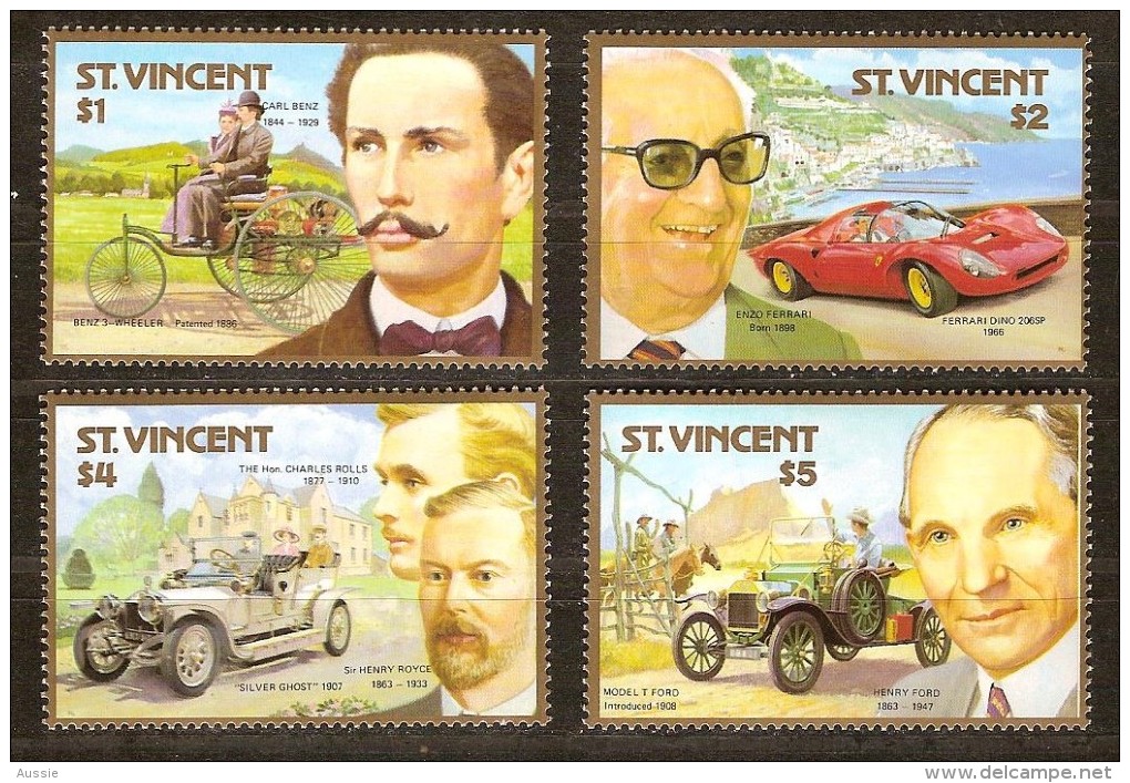 St-Vincent 1987 Yvertn° 1024-27 *** MNH Cote 10 Euro FORGERIES Voitures Autos Cars - St.Vincent (1979-...)