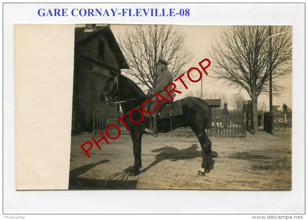 GARE-CORNAY-FLEVILLE-Carte Photo Allemande-GUERRE 14-18-1 WK-FRANCE-08- - Altri & Non Classificati