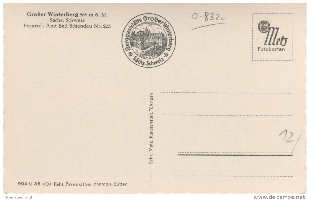 AK Grosser Winterberg Gasthof Baude Turm NS Flagge Fremdenweg Sächsische Schweiz Bei Schmilka Bad Schandau Ostrau - Schmilka