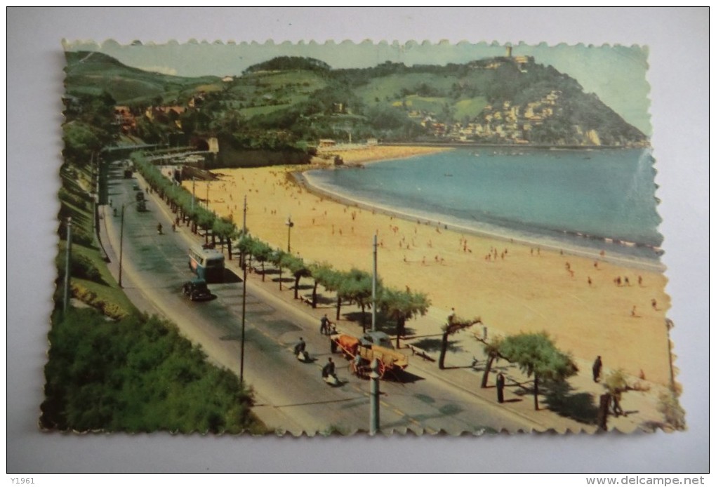 CPA ESPAGNE SAN SEBASTIAN. Promenade De Miraconcha Et Mont Igueldo. 08/08/1967. - Guipúzcoa (San Sebastián)