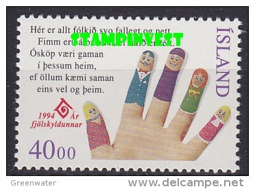 Iceland 1994 International Year Of The Family (hand) 1v ** Mnh (20197) - Unused Stamps