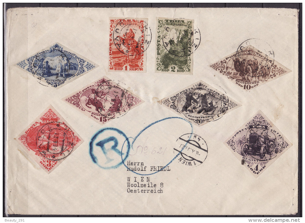 TANNU TUVA/TOUVA 12.09.1934. Registered Letter Kizil-Wien; Registered Mail Set Mi 41-48 B - Touva