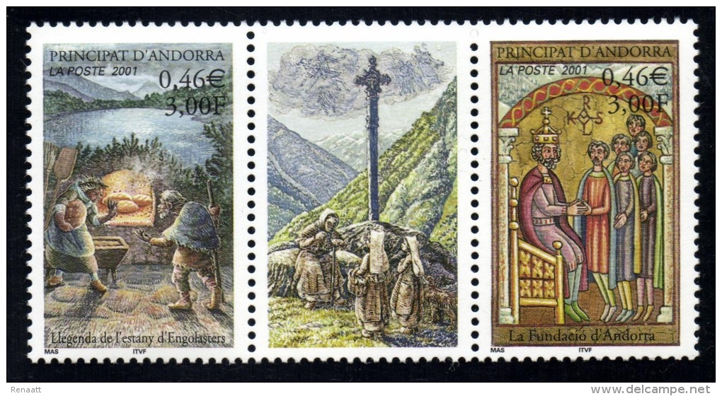 Andorra (French) 2001 Mi. 564-565 MNH, Legend Of Lake Engolasters, Foundation Of Andorra By Charles The Great (8th C.), - Ongebruikt