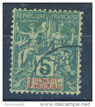 Anjouan Protettorato Francese 1892-99 Tipi Sage N. 4 C. 5 Verde USATO Catalogo €6,30 - Other & Unclassified