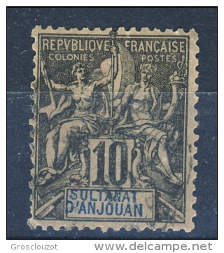 Anjouan Protettorato Francese 1892-99 Tipi Sage N. 5 C. 10 Nero Su Rosa -  MNG Catalogo € 15 - Autres & Non Classés