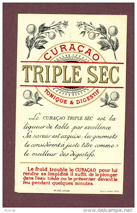 Ancienne étiquette, Curaçao Triple Sec, Imp. Douin & Jouneau Paris - Other & Unclassified