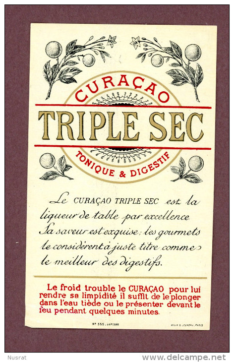 Ancienne étiquette, Curaçao Triple Sec, Imp. Douin & Jouneau Paris - Altri & Non Classificati