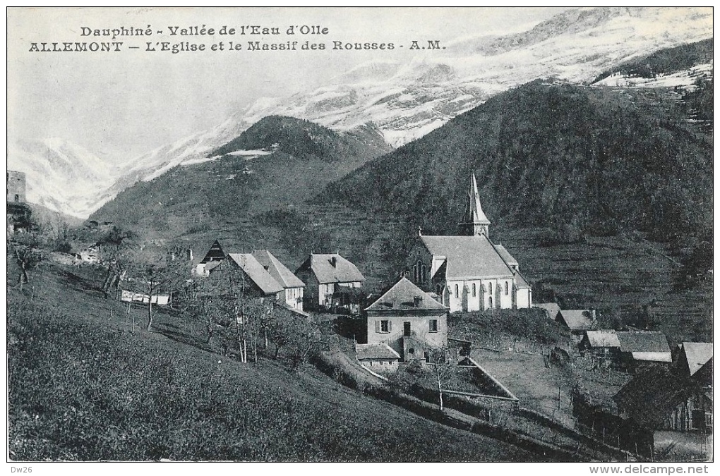 Allemont (Isère) - Vallée De L'Eau D'Olle - L'Eglise Et Le Massif Des Rousses - Carte A.M. Non Circulée - Allemont