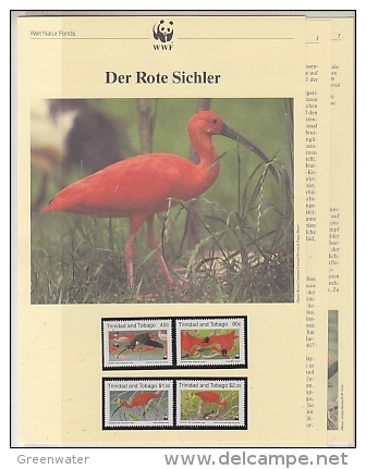 Trinidad & Tobago 1990 WWF /  Scarlet Ibis  4v ** Mnh With 3 Leaflets With Information About The Issue (W531) - Unused Stamps