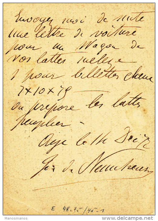 075/24 - Entier Postal Lion Couché - Encadré RELAIS D' AYE Via NAMUR Station 1877 - Origine AYE - Rural Post