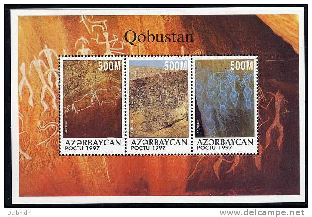 AZERBAIJAN 1997 Qobustan Rock Art Block  MNH / **. - Azerbaïjan