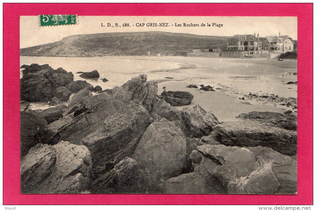 62 PAS-de-CALAIS CAP GRIS-NEZ, Les Rochers De La Plage, Enfant, 1910, Tampon, (L. D. B.) - Other & Unclassified