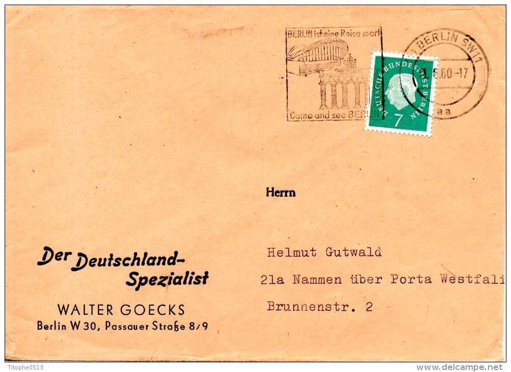 ALLEMAGNE BERLIN. Enveloppe Ayant Circulé En 1960. Oblitération : Voir Berlin. - Franking Machines (EMA)