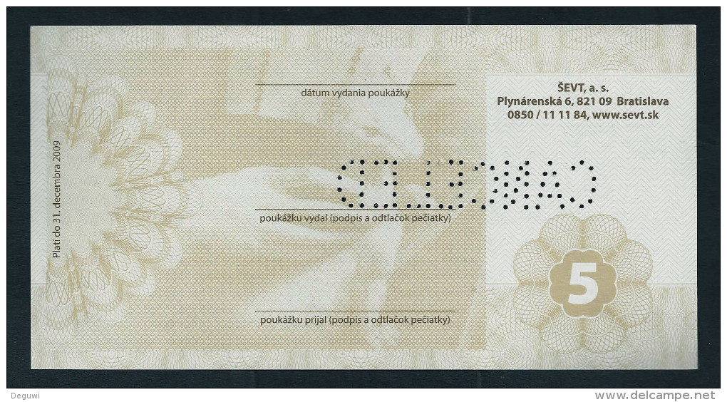 5 EURO SLOVAKIA, Canceled, Beids. Druck, Test Note? Voucher? RRRRR, UNC,  160 X 82 Mm, Serial No., Perforation CANCELED! - Slowakei