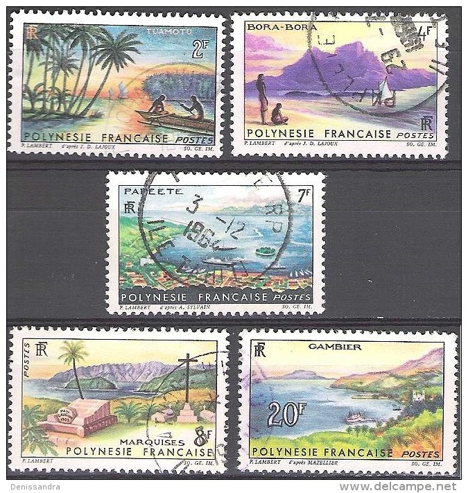 Polynésie Française 1964 Michel 38 - 42 O Cote (2005) 12.00 € Paysages Cachet Rond - Gebraucht