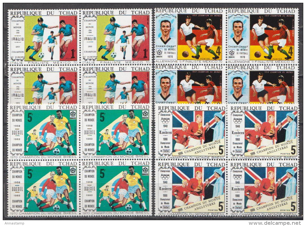 Chad MNH Football Set, World Cup Mexico 1970 In Blocks Of 4 - 1970 – Mexico