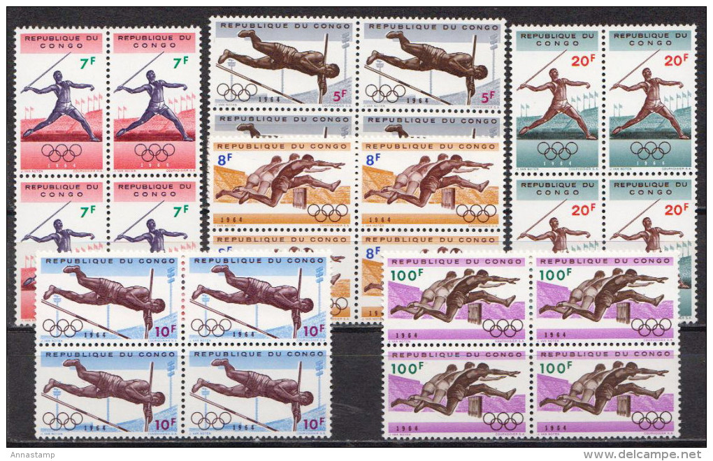 Congo MNH Olympic Games Set In Blocks Of 4 - Summer 1964: Tokyo