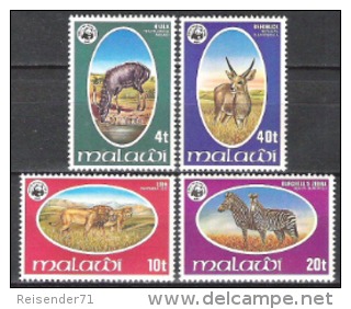 Malawi 1978 Tiere Animals Fauna Wildlife WWF Nyala Antilopen Raubkatzen Löwen Lions Zebra Riedbock, Mi. 297-0 ** - Malawi (1964-...)