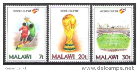 Malawi 1982 Sport Spiele Fußball Football Soccer Weltmeisterschaft Spanien Torwart Pokal Spielfeld, Mi. 380-2 ** - Malawi (1964-...)