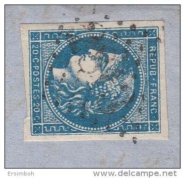 LAC N45 R3 Bleu Foncé Perigueux-Niort Janvier 1871. Cote 185€ - 1870 Ausgabe Bordeaux