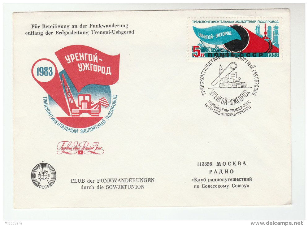1983 RUSSIA Urengoi GAS PIPELINE Special FDC By MOSCOW RADIO CLUB Cover Stamps Petrochemicals Energy - Gas
