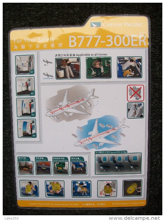 SAFETY CARD BOEING 777-300    CATHAY PACIFIC - Safety Cards