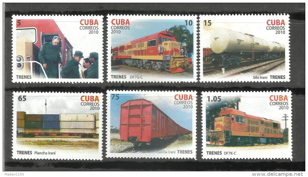 CUBA, 2010, Railways, Trains, Set 6 V, Complete, MNH, (**) - Treni