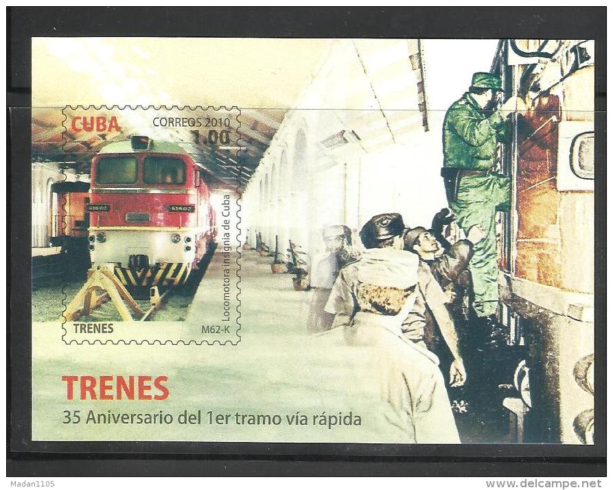 CUBA, 2010, Railways, Trains, Miniature Sheet,  MNH, (**) - Treni