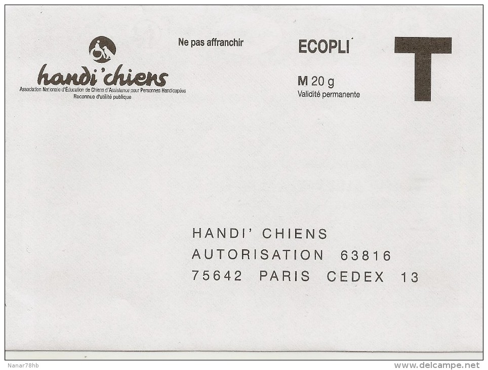 Enveloppe Réponse T Handi'chiens - Cartes/Enveloppes Réponse T