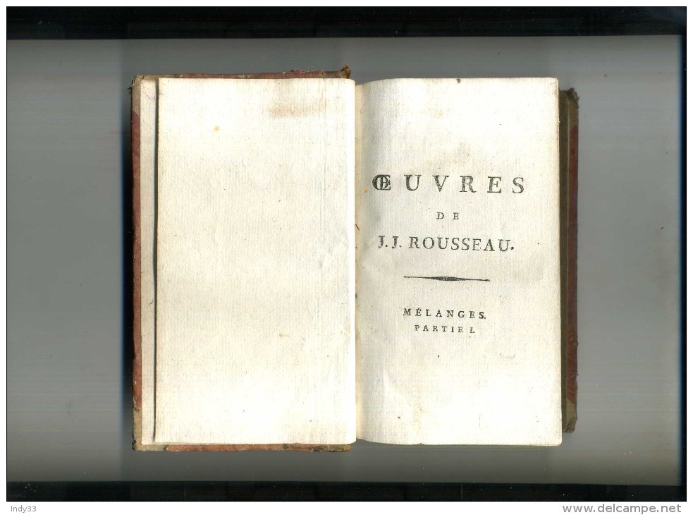 -  OEUVRES DE J.J. ROUSSEAU . MELANGES PARTIEL . TOME XIe . LYON 1796 . - 1701-1800