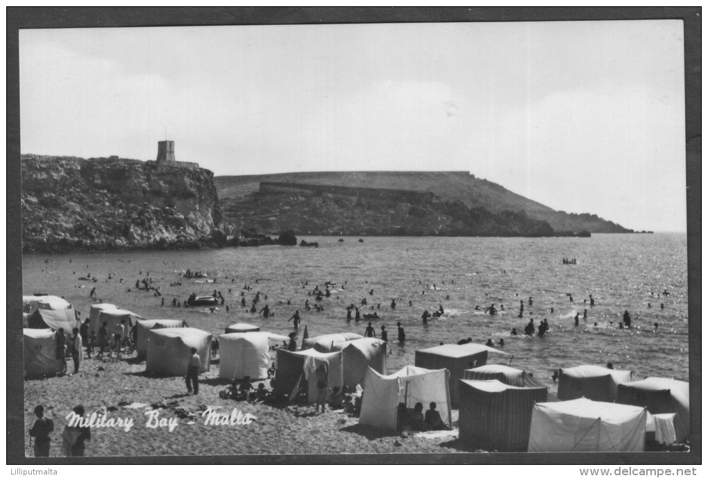Old Malta Photo Postcard Circa 1960s Showing Military Bay - Malta