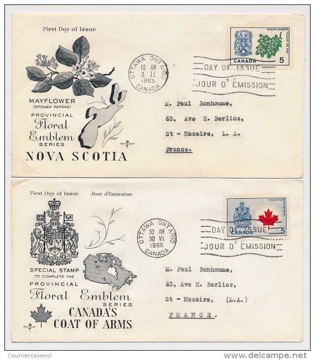 CANADA - 10 Enveloppes FDC - Série Des Emblèmes Floraux - Régions Diverses - 1964/66 - Cartas & Documentos