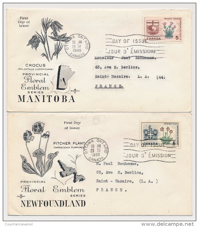 CANADA - 10 Enveloppes FDC - Série Des Emblèmes Floraux - Régions Diverses - 1964/66 - Storia Postale