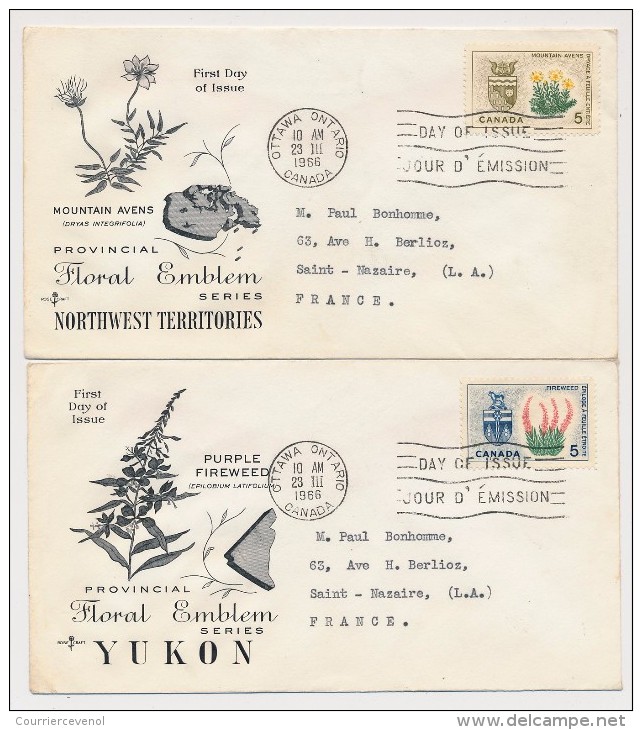 CANADA - 10 Enveloppes FDC - Série Des Emblèmes Floraux - Régions Diverses - 1964/66 - Brieven En Documenten