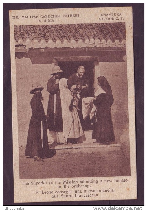 Old Malta Postcard Circa 1930s Showing A Maltese Capuchin Father In India - Malta