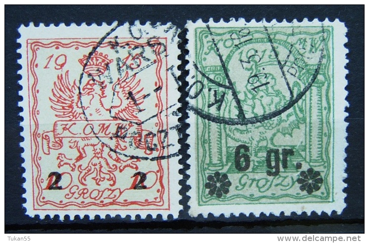 Polen Lokale Postgebiete 1916 Warschau Wappen Mi.Nr.7a,10a  Gestempelt      (B104) - Used Stamps