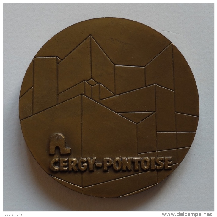 Cergy Pontoise 95 Médaille En Relief En Bronze Vers 1990 Par Robert Séguineau Sculpteur - Autres & Non Classés