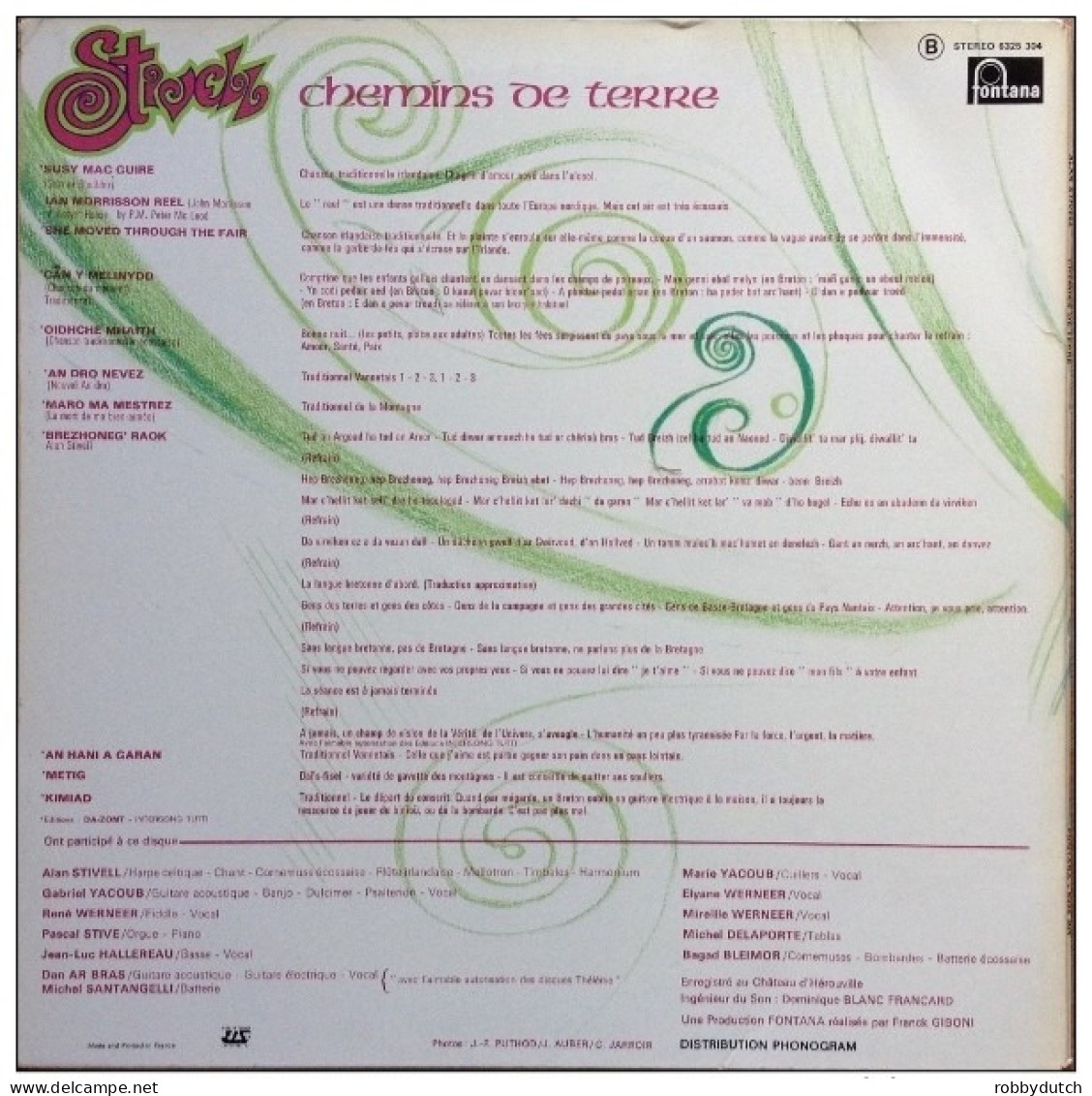 * LP *  ALAN STIVELL - CHEMINS DE TERRE (France 1973 EX-!!!) - Country En Folk