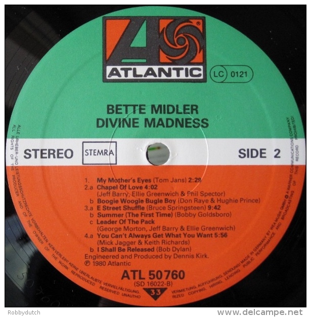 * LP *  BETTE MIDLER - DIVINE MADNESS (Holland 1980) - Filmmuziek