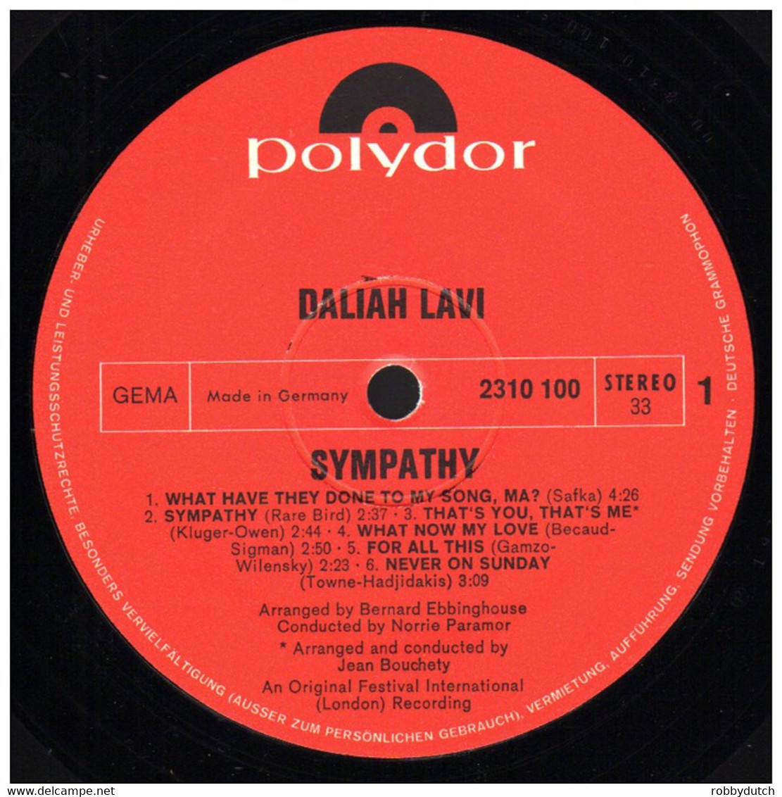 * LP *  DALIAH LAVI - SYMPATHY (Germany 1971) - Disco, Pop