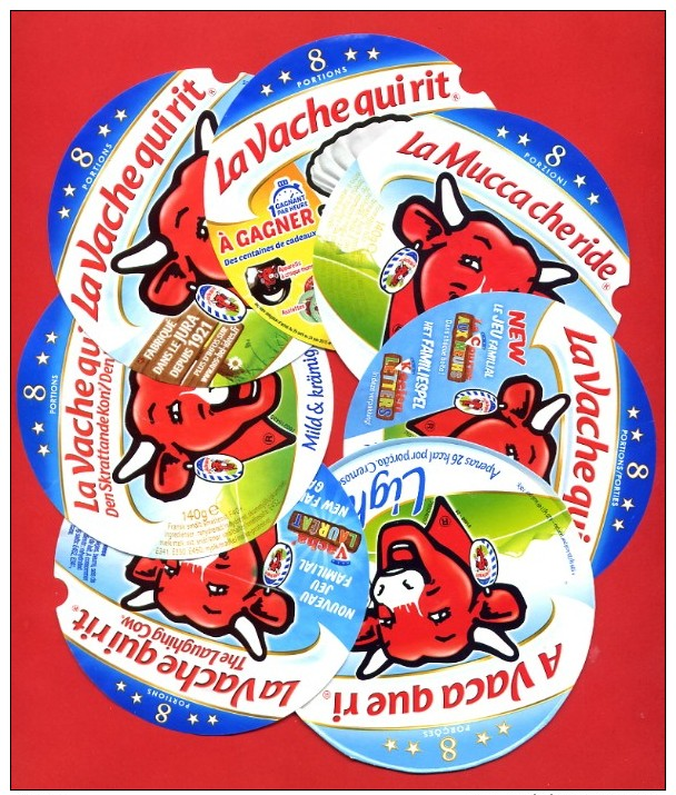 508F  - 7 étiquettes  Vache Qui Rit 8 Portions Toutes Différentes Pour Collection - Fromage