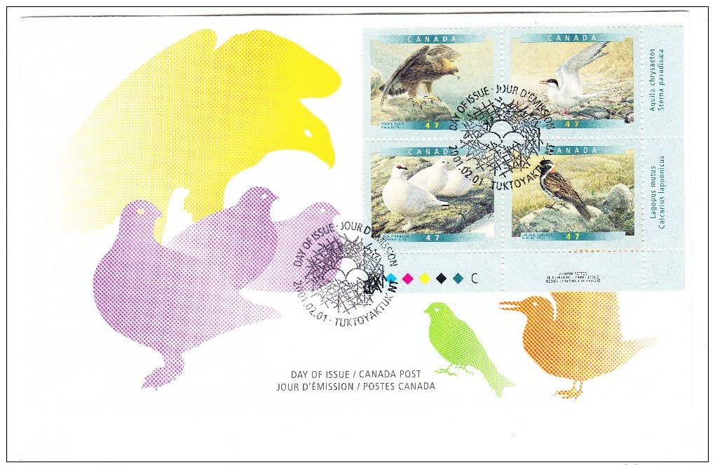 2001 Canada Birds 47c Plate Block First Day Cover - 2001-2010