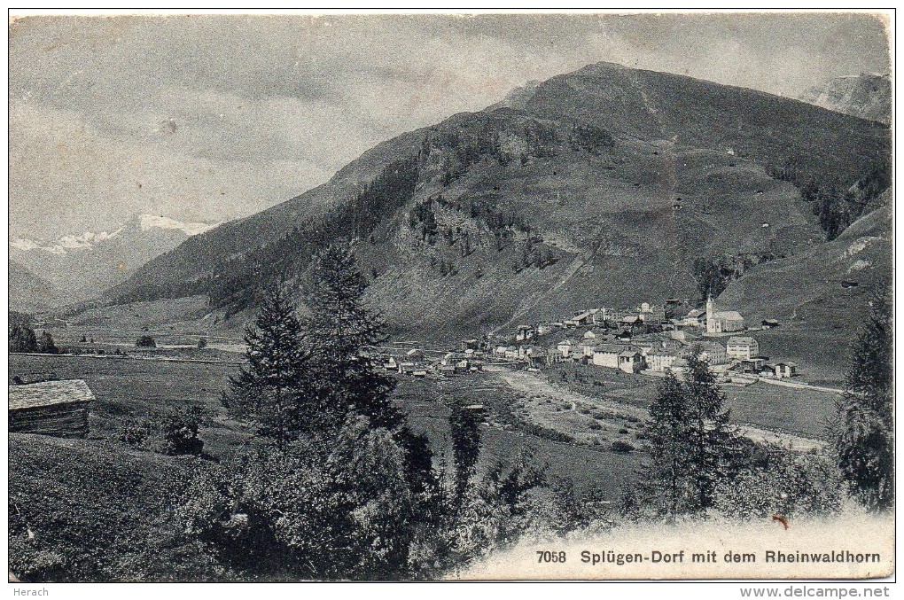 SUISSE SPLÜGEN-DORF MIT DEN RHEINWALDHORN - Rheinwald