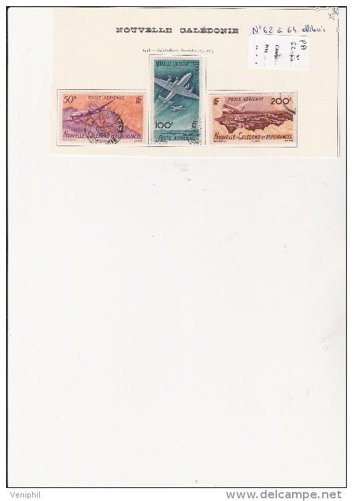 NOUVELLE - CALEDONIE -N 62 A 64 OBLITERE   ANNEE 1948  - COTE : 20 € - Used Stamps