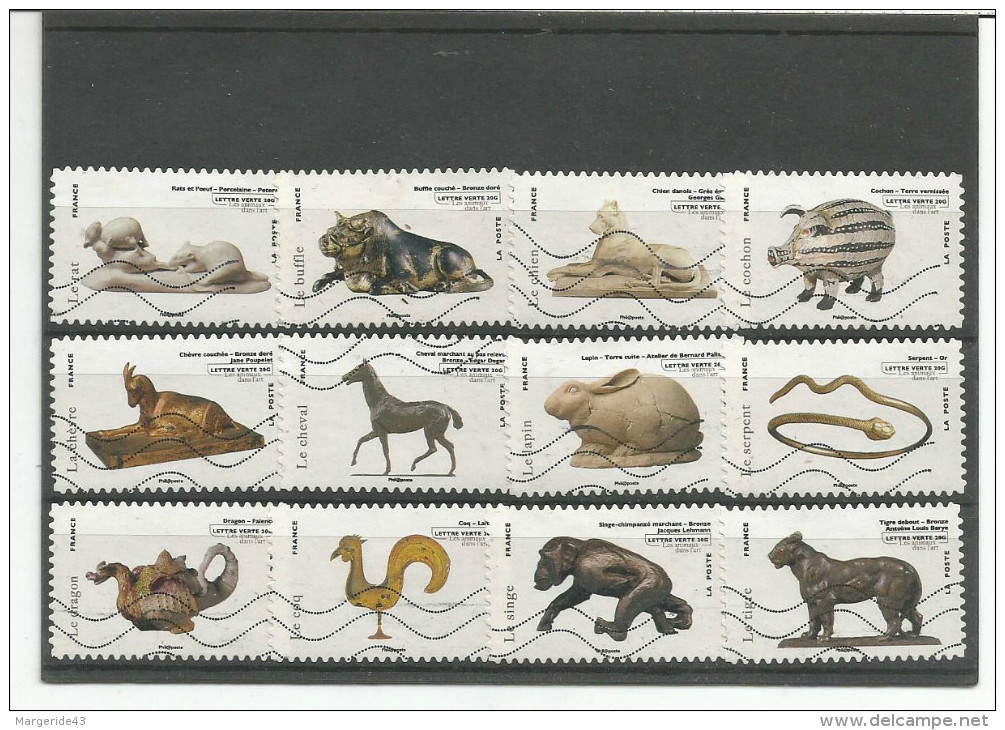 FRANCE SERIE COMPLETE OBL. - LES ANIMAUX DANS L'ART - ACHAT IMMEDIAT - Used Stamps