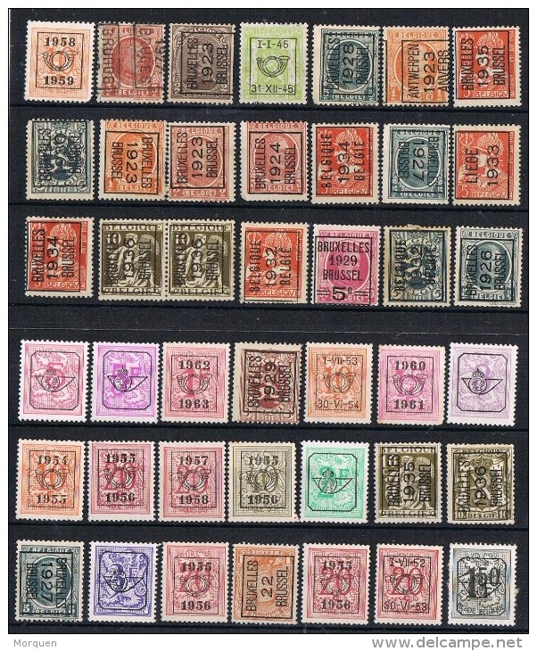 Lote De 42 Sellos Pre Obliteres, Roulottes BELGIEN 1920-1960. Pre Matasellados - Other & Unclassified