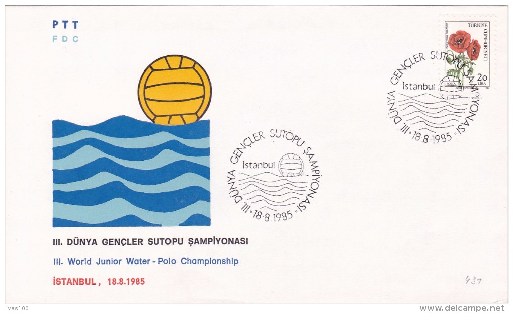 WORLD JUNIOR WATER - POLO CAMPIONSHIP 1985 ISTAMBUL FDC TURKIE. - Water Polo