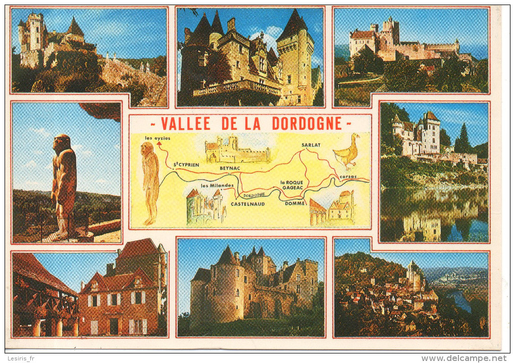 CP - PHOTO - VALLEE DE LA DORDOGNE - MULTIVUES - CARTE - S. 911 - APA POUX - MONTFORT - MILANDES - BEYNAC - LES EYZIERS - Otros & Sin Clasificación