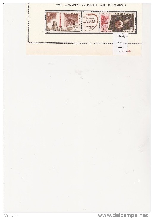 COTE DES SOMALIS - TRIPTYQUE N° 46 A NEUF X  ANNEE 1966 - Unused Stamps