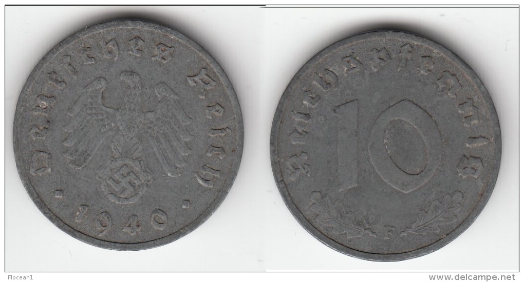 **** ALLEMAGNE - GERMANY - 10 REICHSPFENNIG 1940 F - 3ème REICH - THIRD REICH - ZINC **** EN ACHAT IMMEDIAT - 10 Reichspfennig